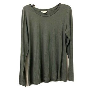 Caslon Womens Dark Olive Long Sleeve Crewneck T-Shirt Top
